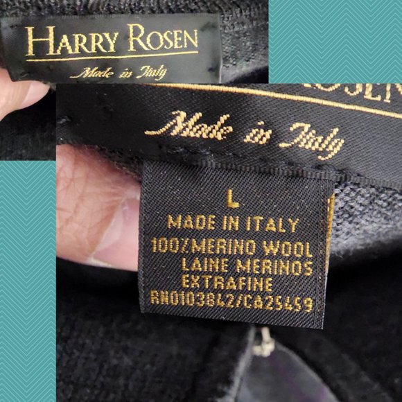 Harry Rosen Diamonds Argyle 100% Merino Wool Full Zip Mockneck Sweater Preppy - Picture 3 of 3